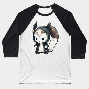 Cartoon Skunk Wearing Hoodie Baseball T-Shirt